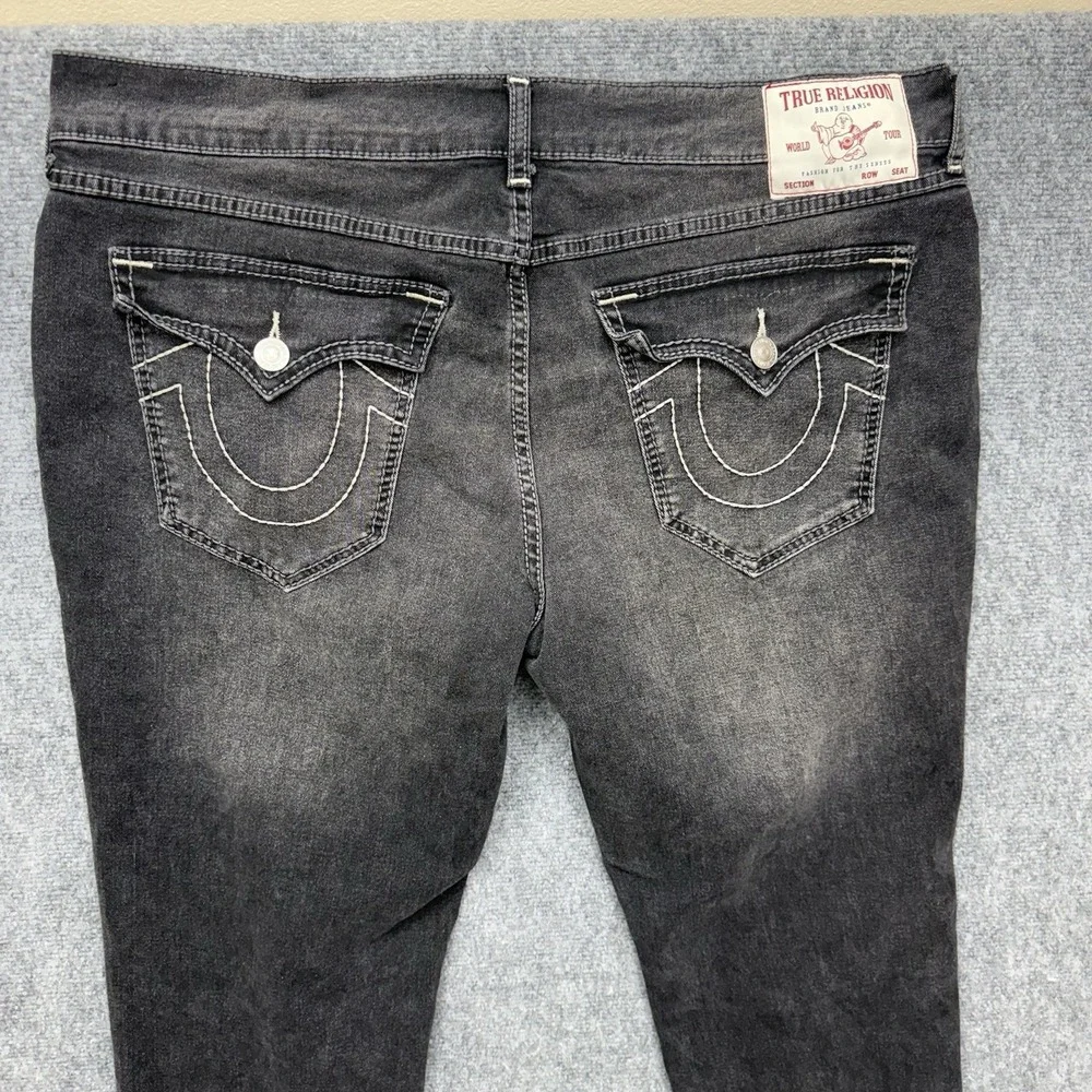 True Religion Geno Relaxed Slim Big T Flap Jeans Men's size 38 38x31 black